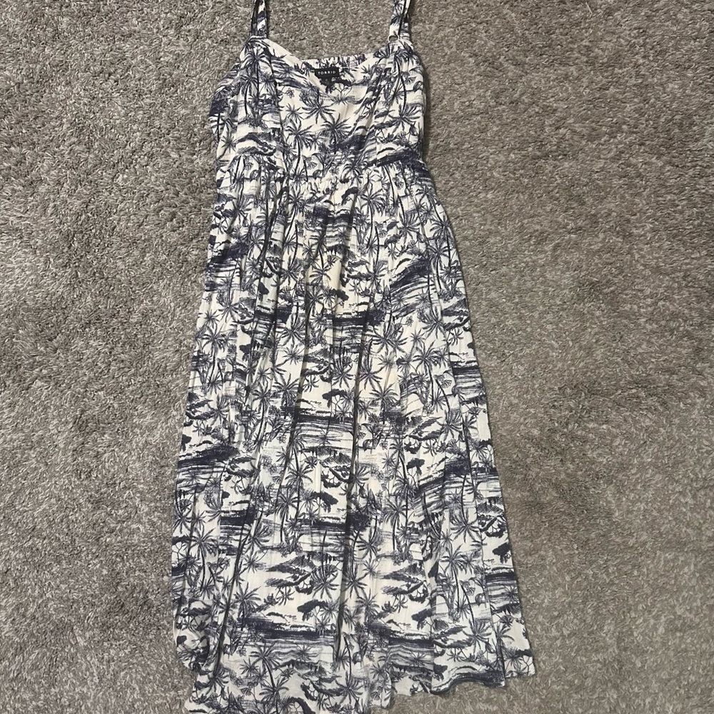 Torrid Navy and White Tropical Maxi Dress